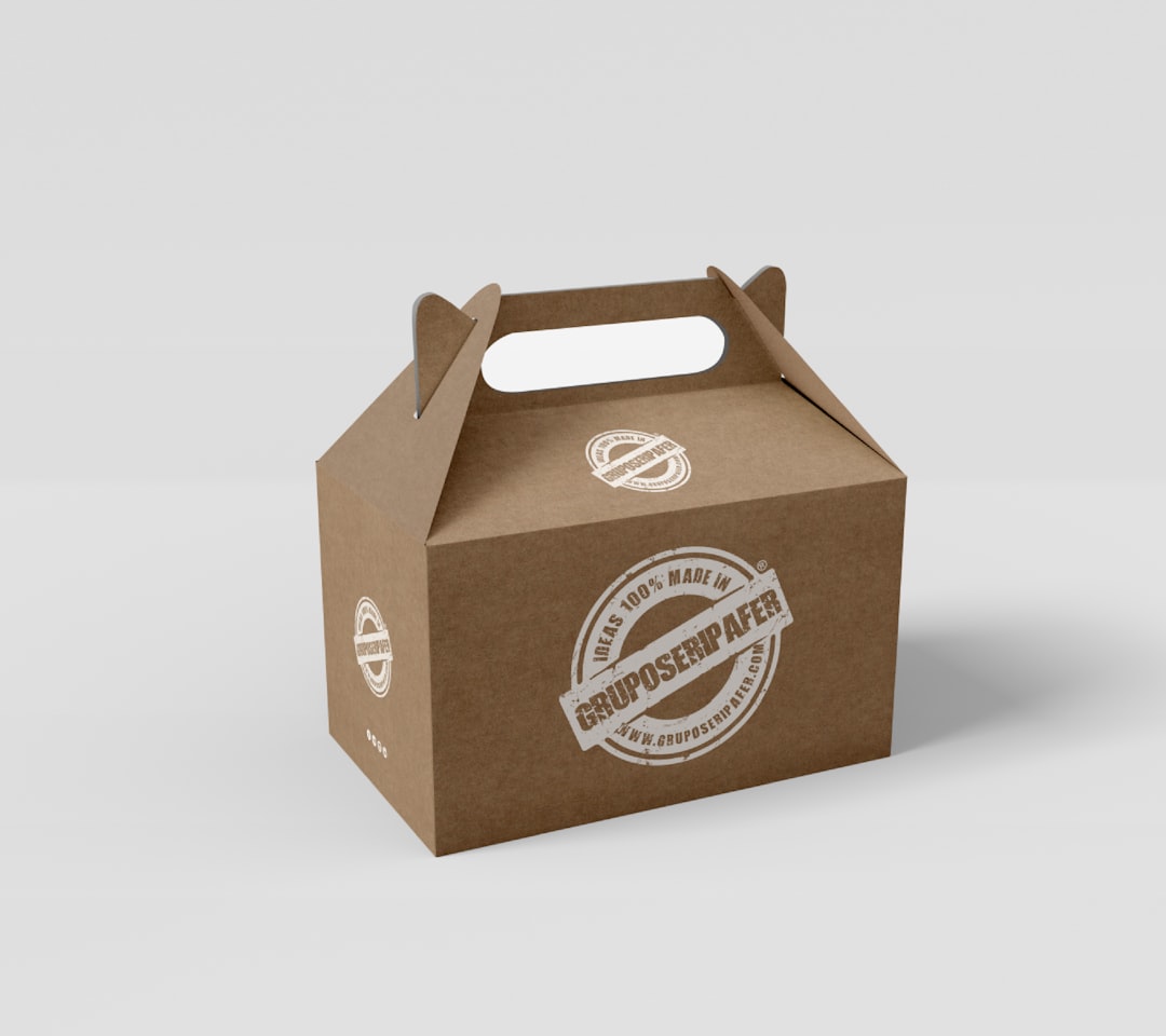 Branded kraft takeout box with minimalist label and eco-friendly packaging design