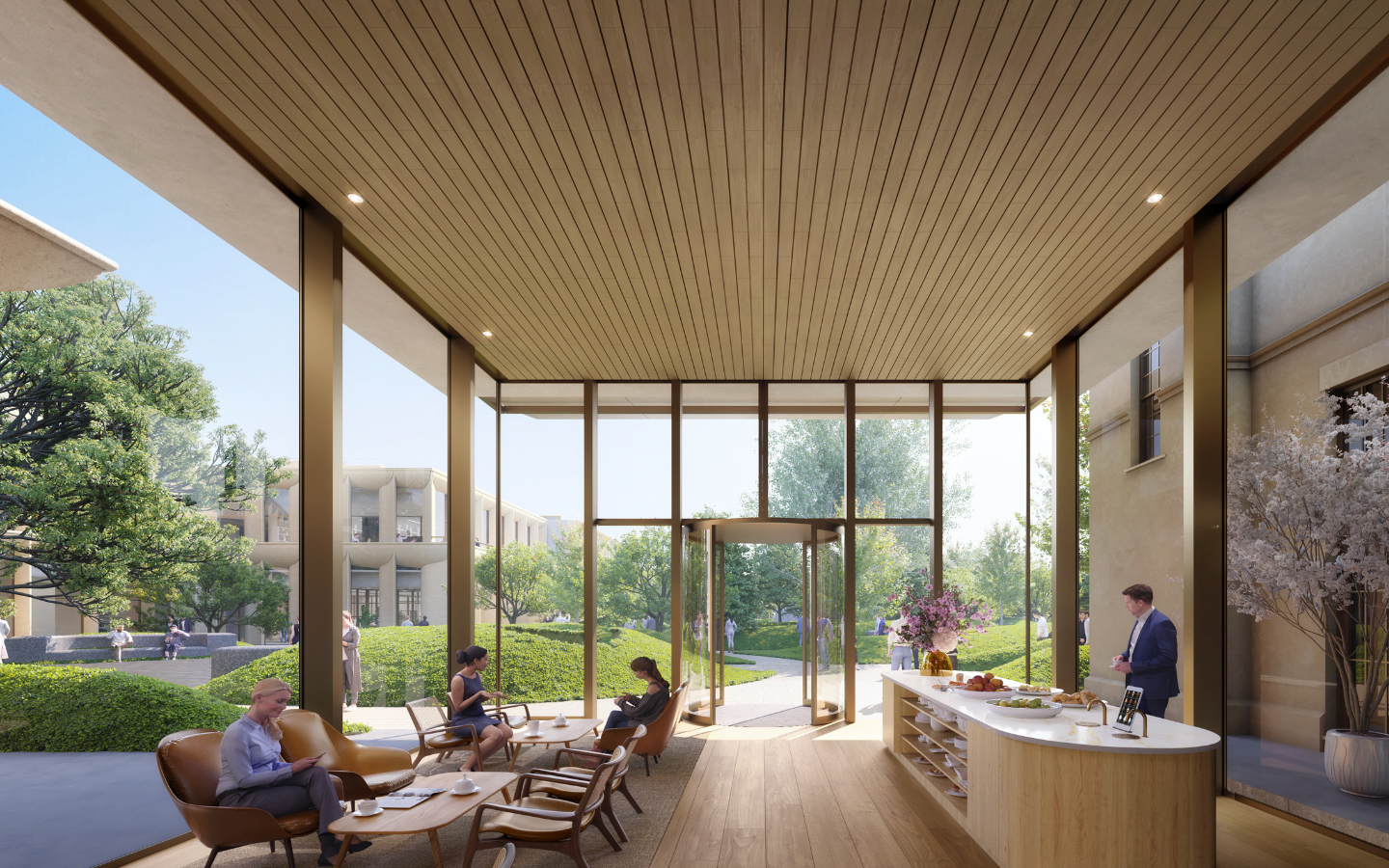 Light and contemporary interior work spaces