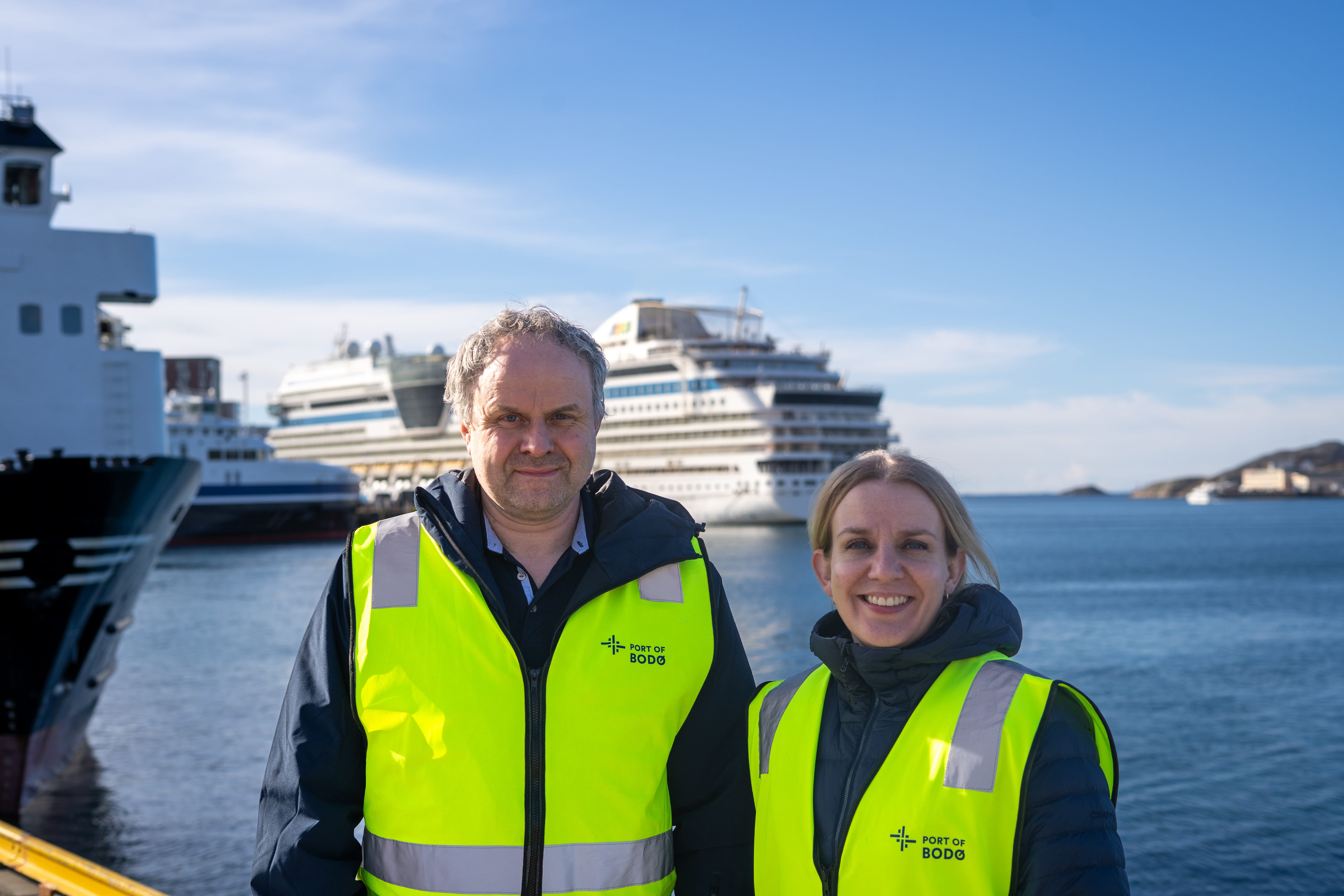 Bjørnar Skjemstad, og Marthe Andersen avbildet i Bodø Havn