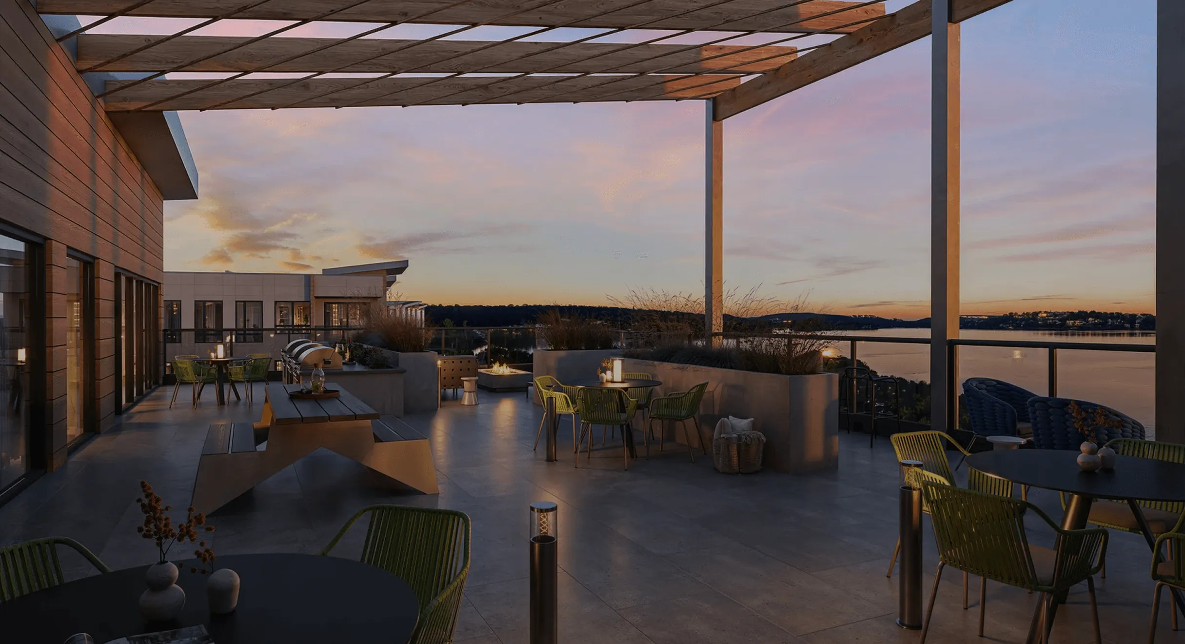 Multifamily apartment community exterior rendering for lease-up marketing - The View Pro