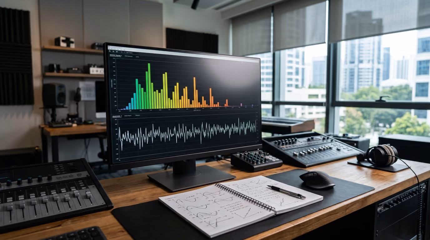 Harmonic spectrum analysis on a desktop monitor with engineer's notebook for power quality reporting
