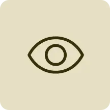 Simple black outline of an eye icon on a beige background.
