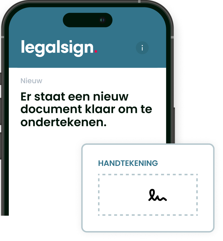 Legalsign app op een telefoon met een document klaar om te ondertekenen