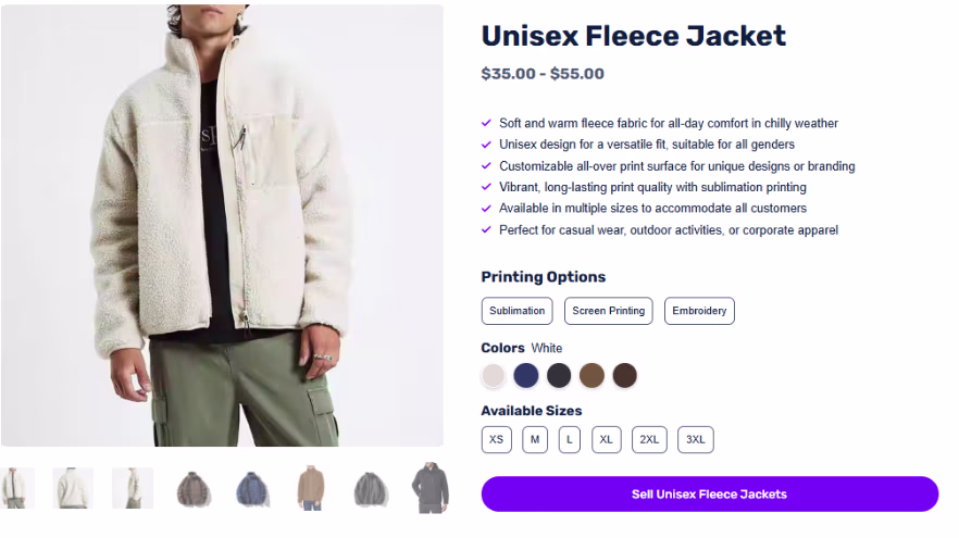 unisex fleece jacket