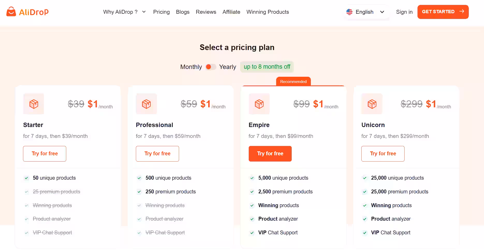 AliDrop Pricing