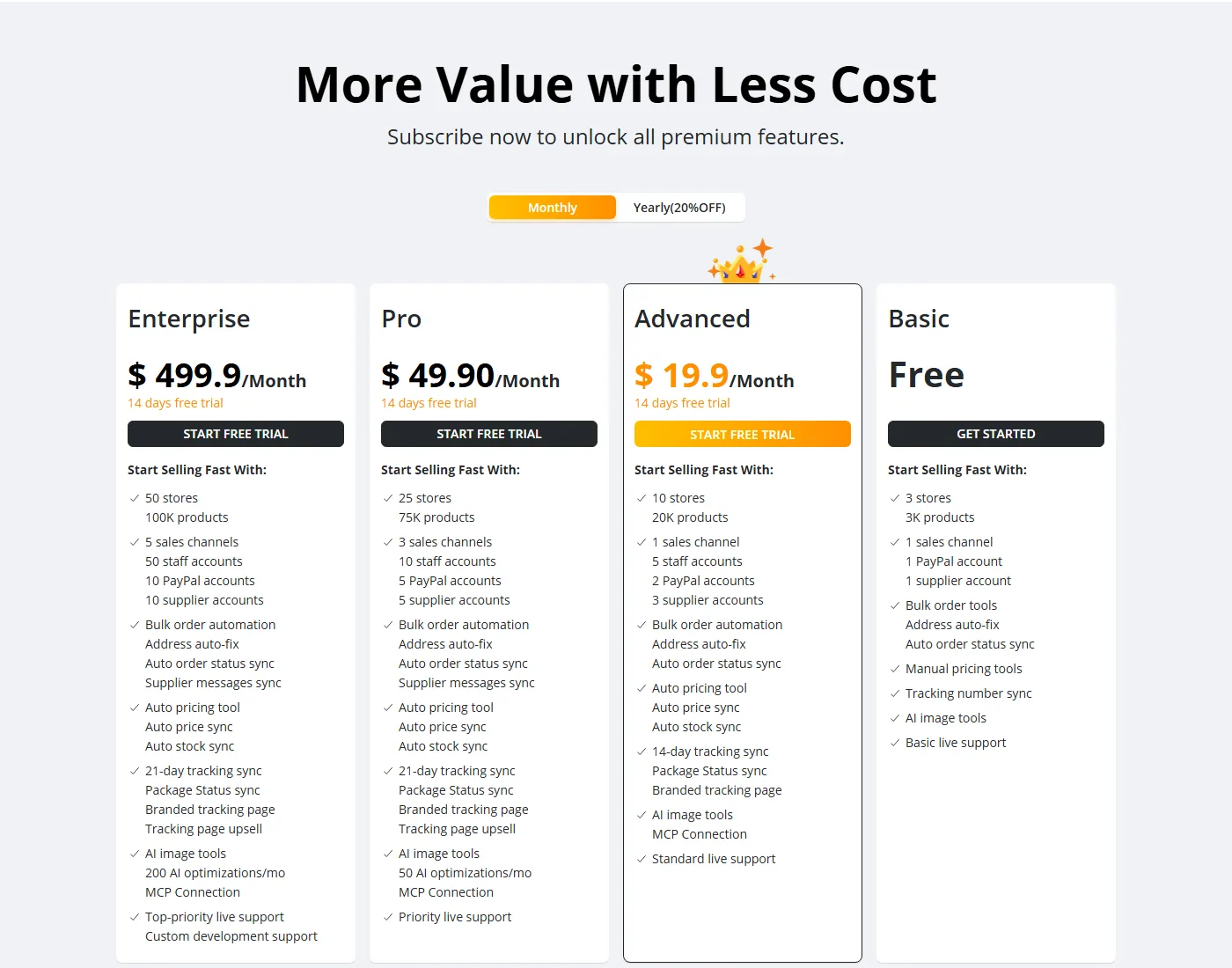 DSers pricing plans, the official Oberlo alternative recommended by Shopify