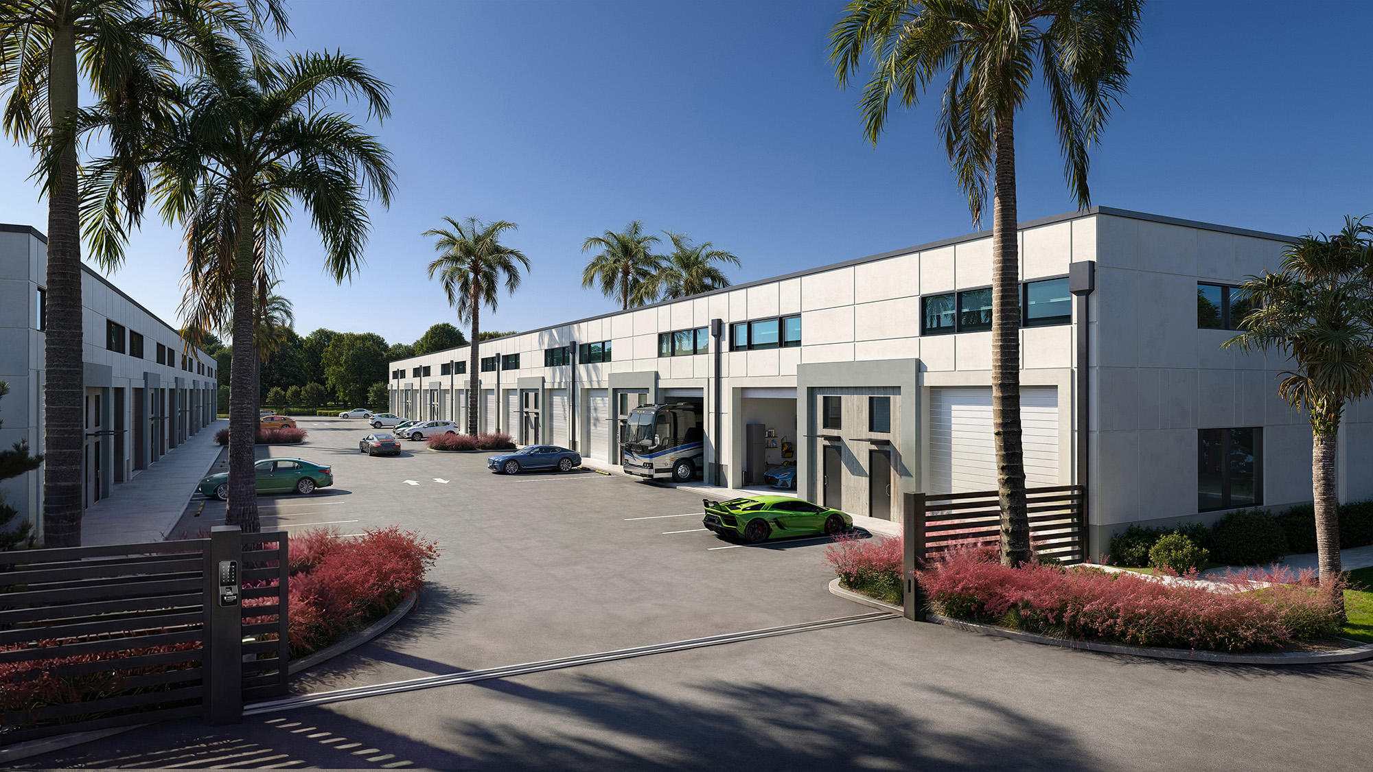 The Bonita Foundry car condo exterior rendering, Forager Real Estate Partners — Bonita Springs, FL