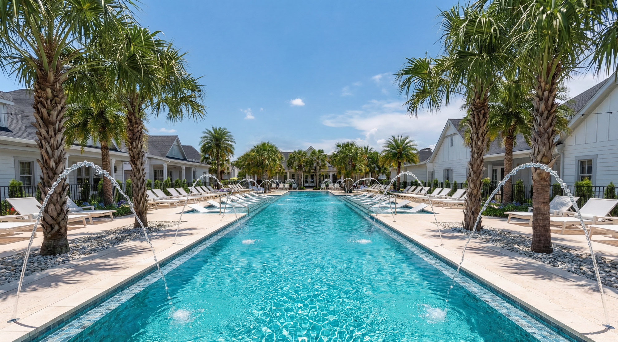 Valora Cottages aerial rendering with pool and surrounding cottages - Crestview, Florida