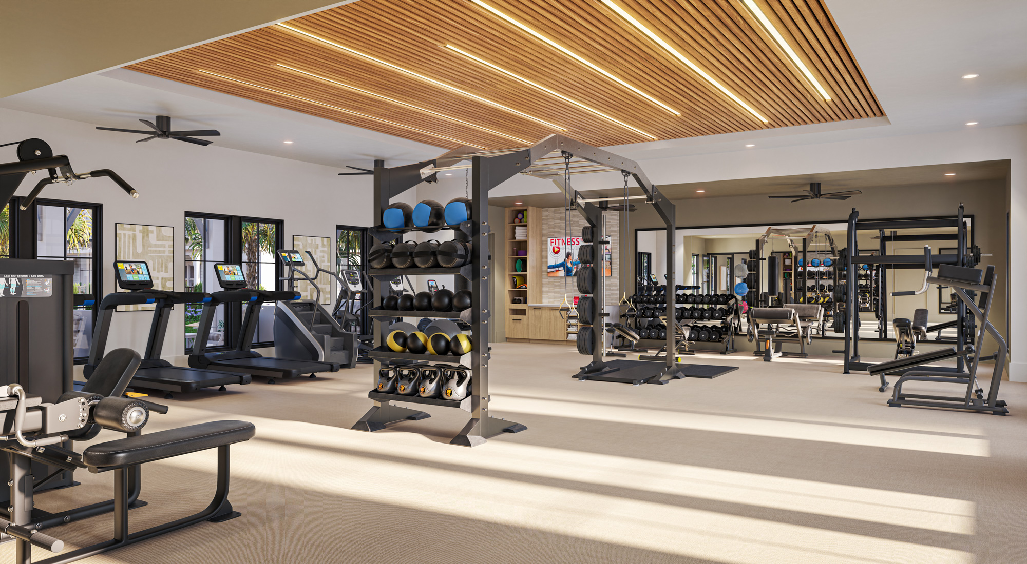 Valora Cottages fitness center rendering with open training area - Crestview, Florida