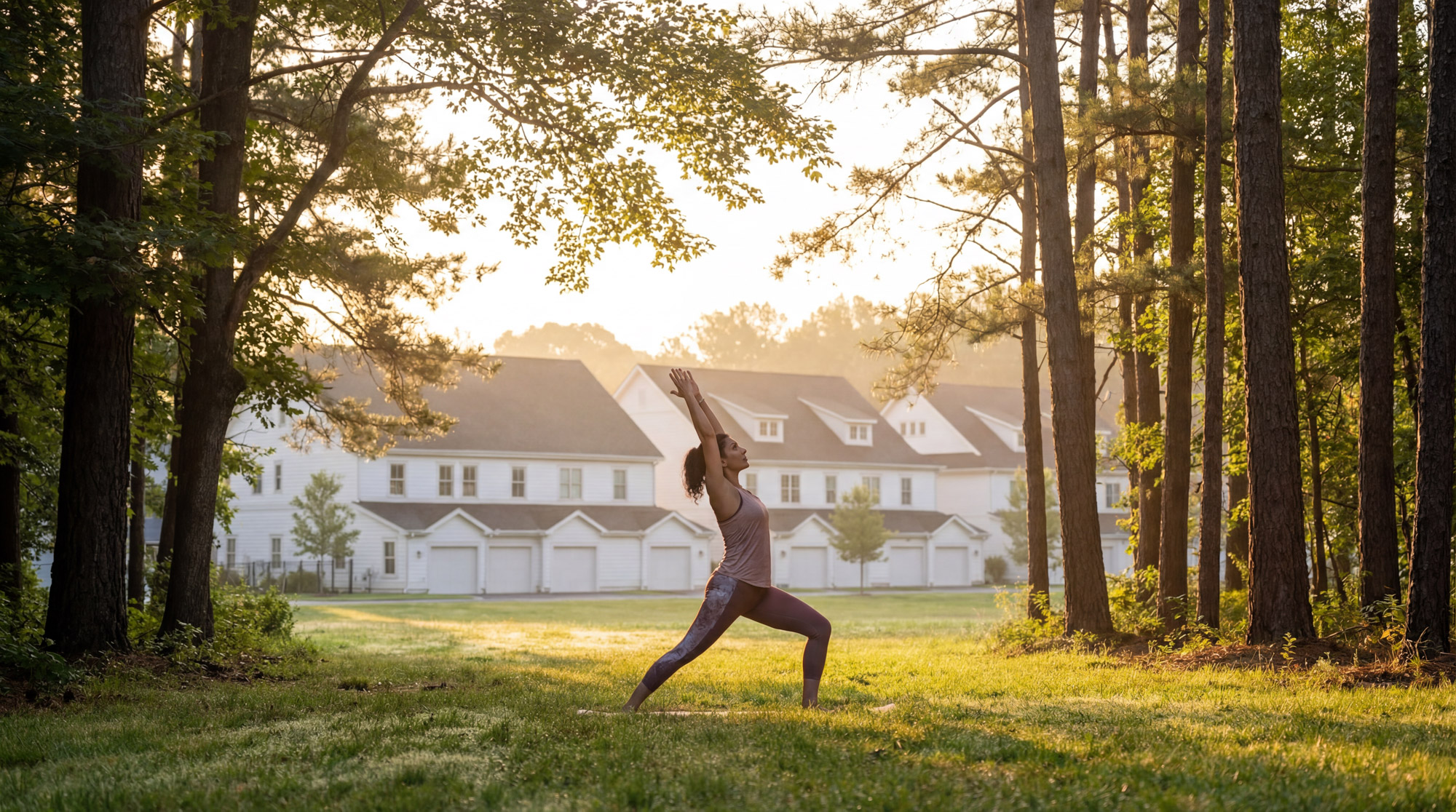Valora Cottages vibe shot of a resident jogging near the community at dusk - Crestview, Florida