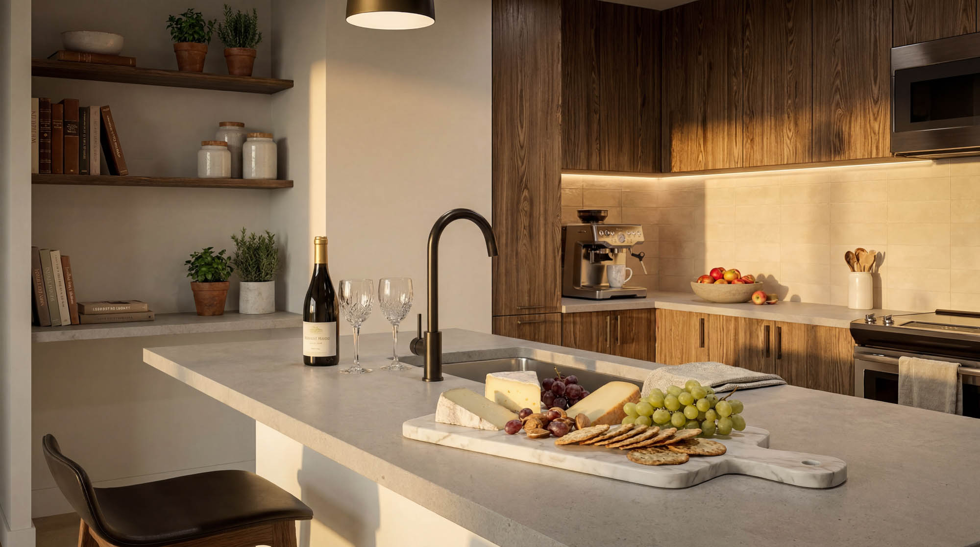  Lyra vibe shot of a kitchen counter with wood cabinetry - Boston, Massachusetts