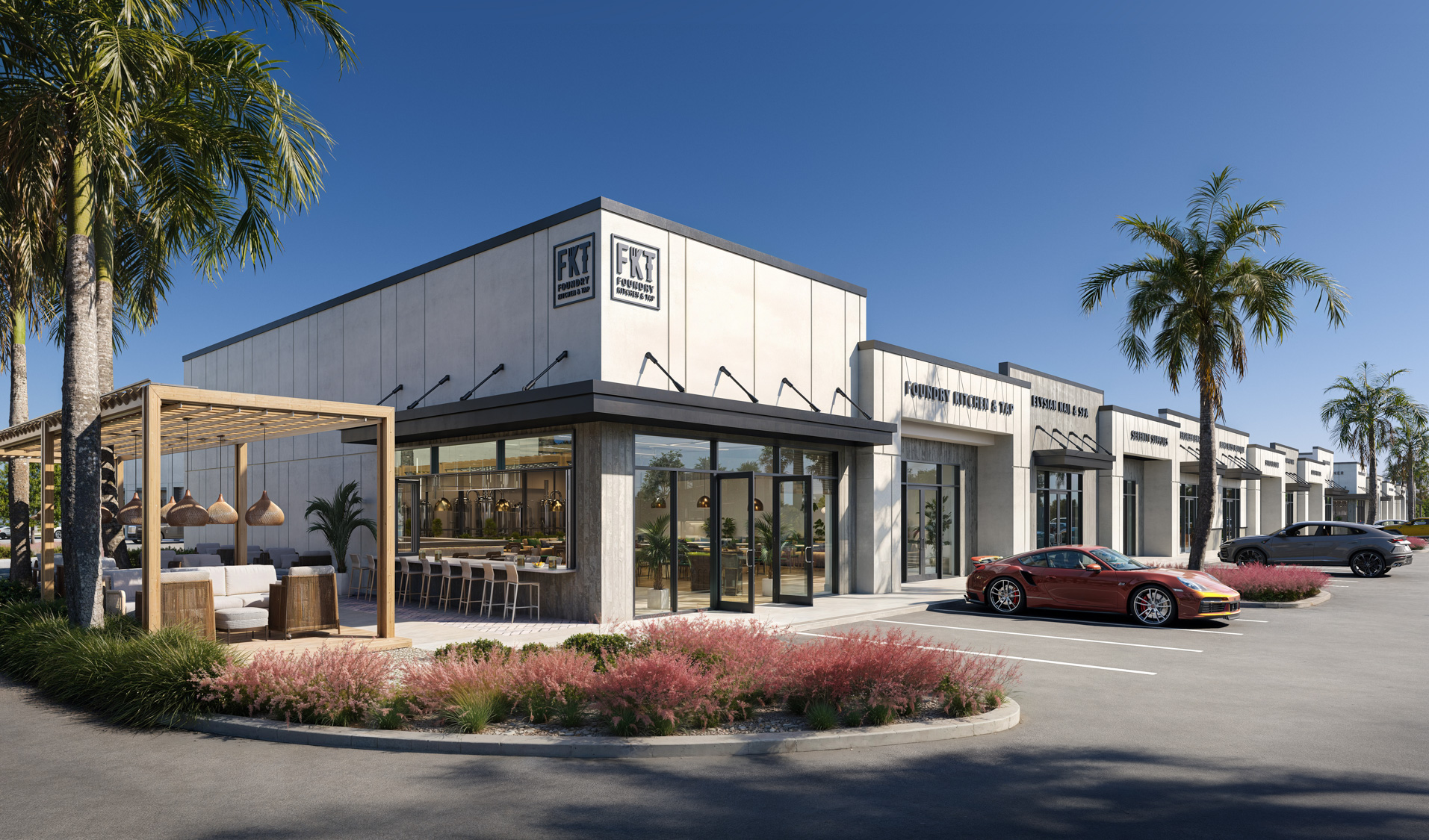 The Foundry of Bonita exterior rendering of office and retail space - Bonita Springs, Florida