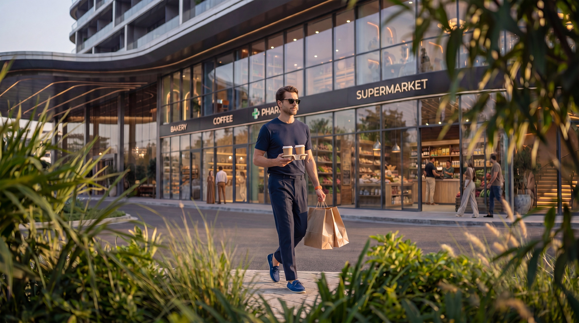 Ambassadori Island vibe shot of residents at the retail plaza - Batumi, Georgia