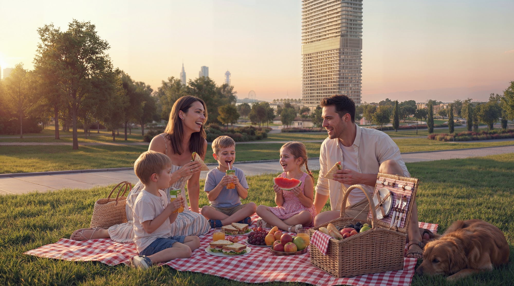 Ambassadori Island vibe shot of a family picnic on the lawn - Batumi, Georgia