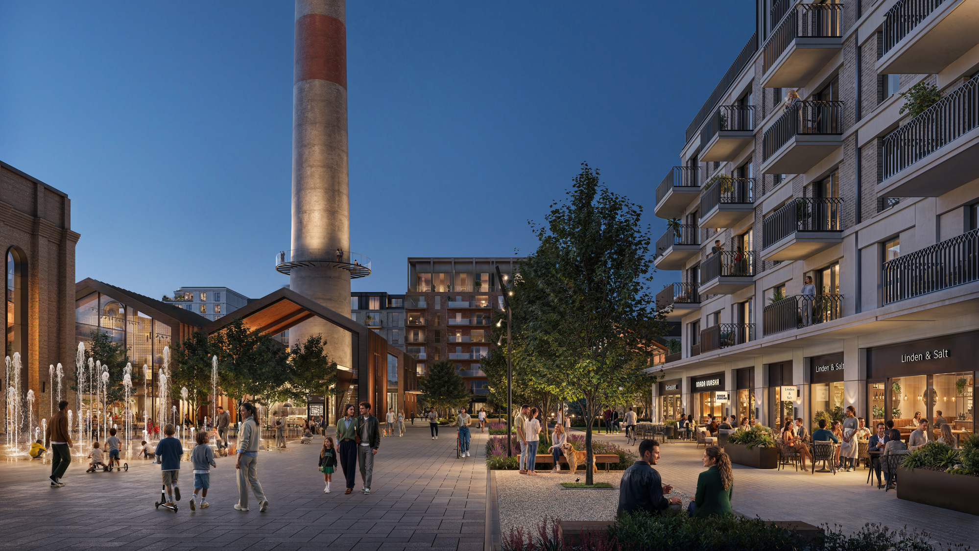 Riga Waterfront rendering of Building C2 and the surrounding plaza - Riga, Latvia