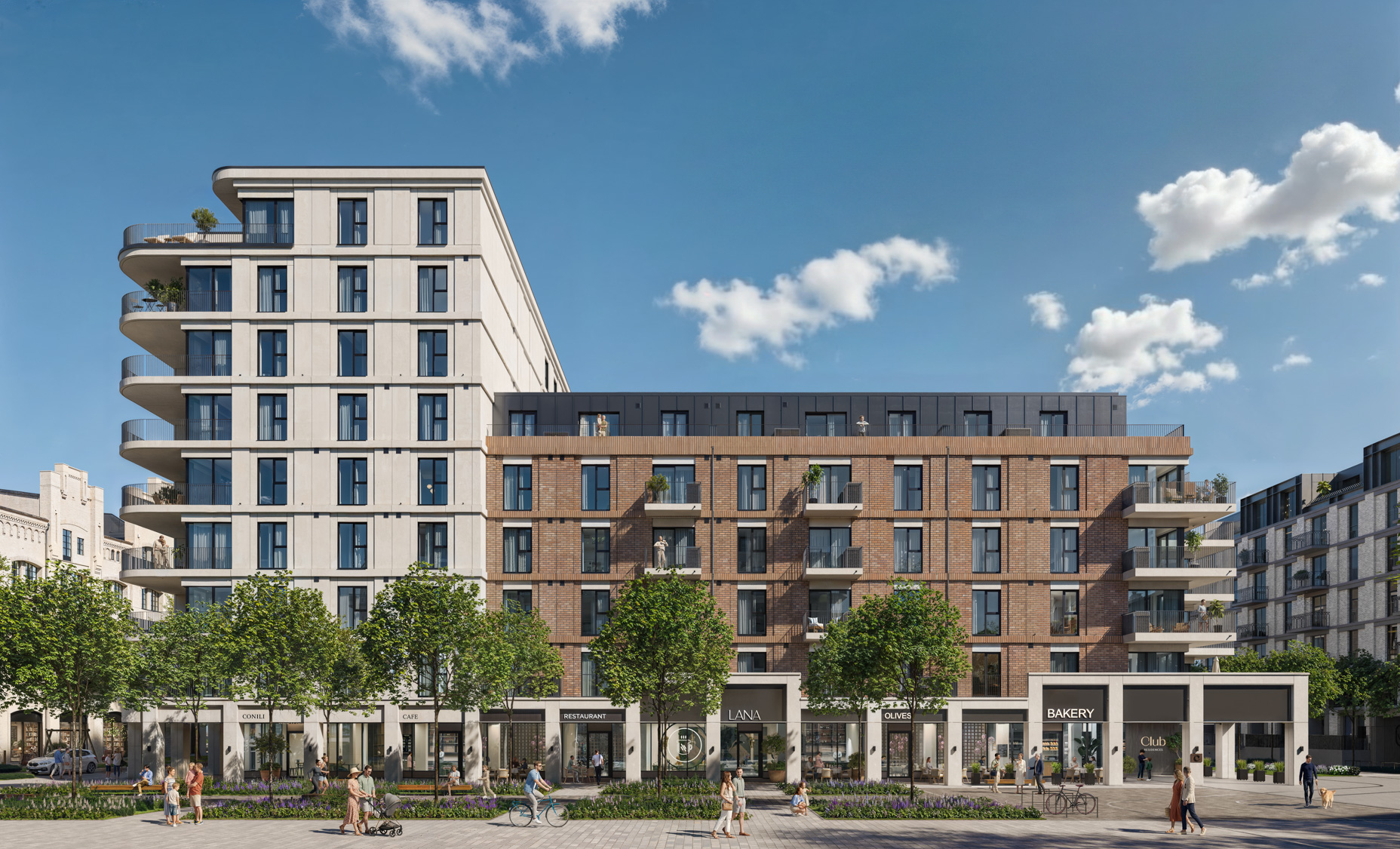 Riga Waterfront rendering of Building C2's street facade - Riga, Latvia