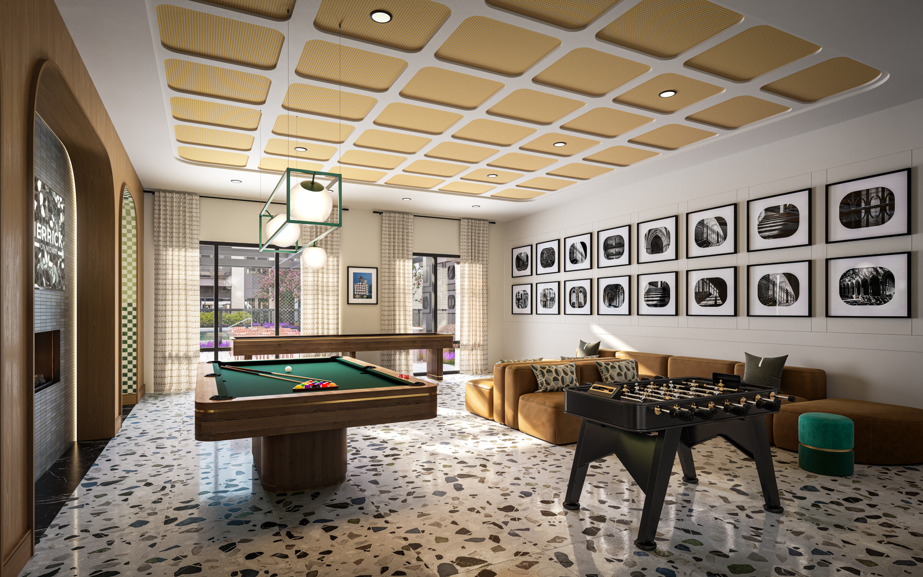 Merrick on Midway interior rendering of the game room - Farmers Branch, Texas