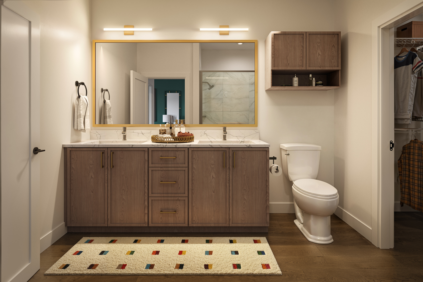 Merrick on Midway model unit rendering of the bathroom - Farmers Branch, Texas