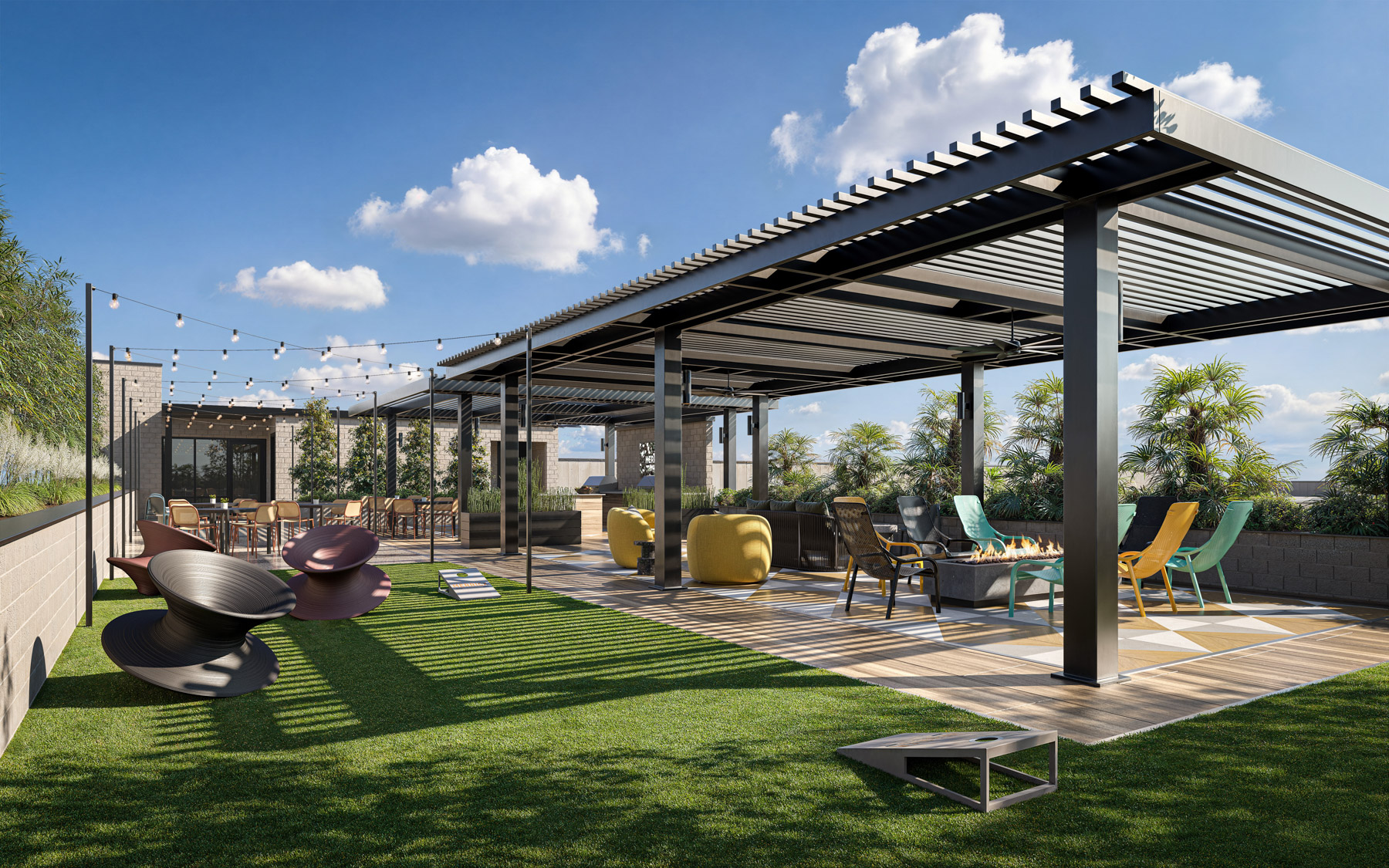 Merrick on Midway exterior rendering of the rooftop deck - Farmers Branch, Texas