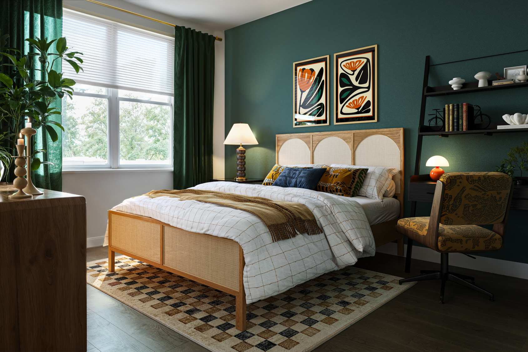 Merrick on Midway model unit rendering of the bedroom - Farmers Branch, Texas