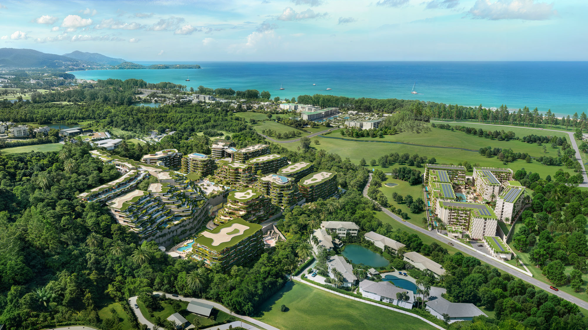 Aerial view of Verde resort near the coastline