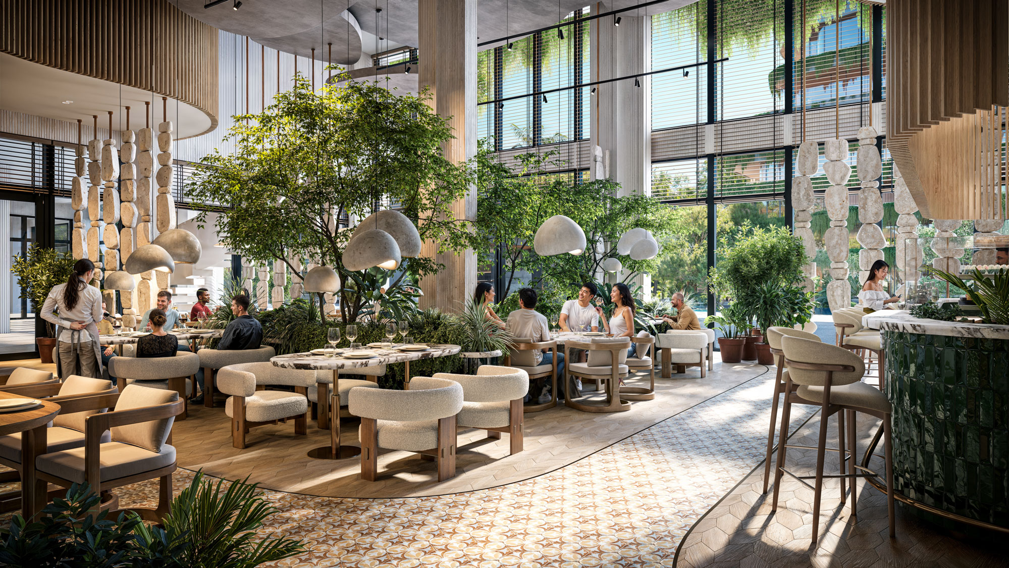 Tropical restaurant interior at Verde resort