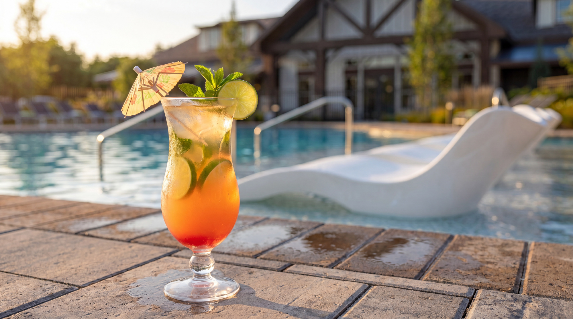 Spectrum Indian Trail vibe shot of a cocktail by the pool - Indian Trail, North Carolina