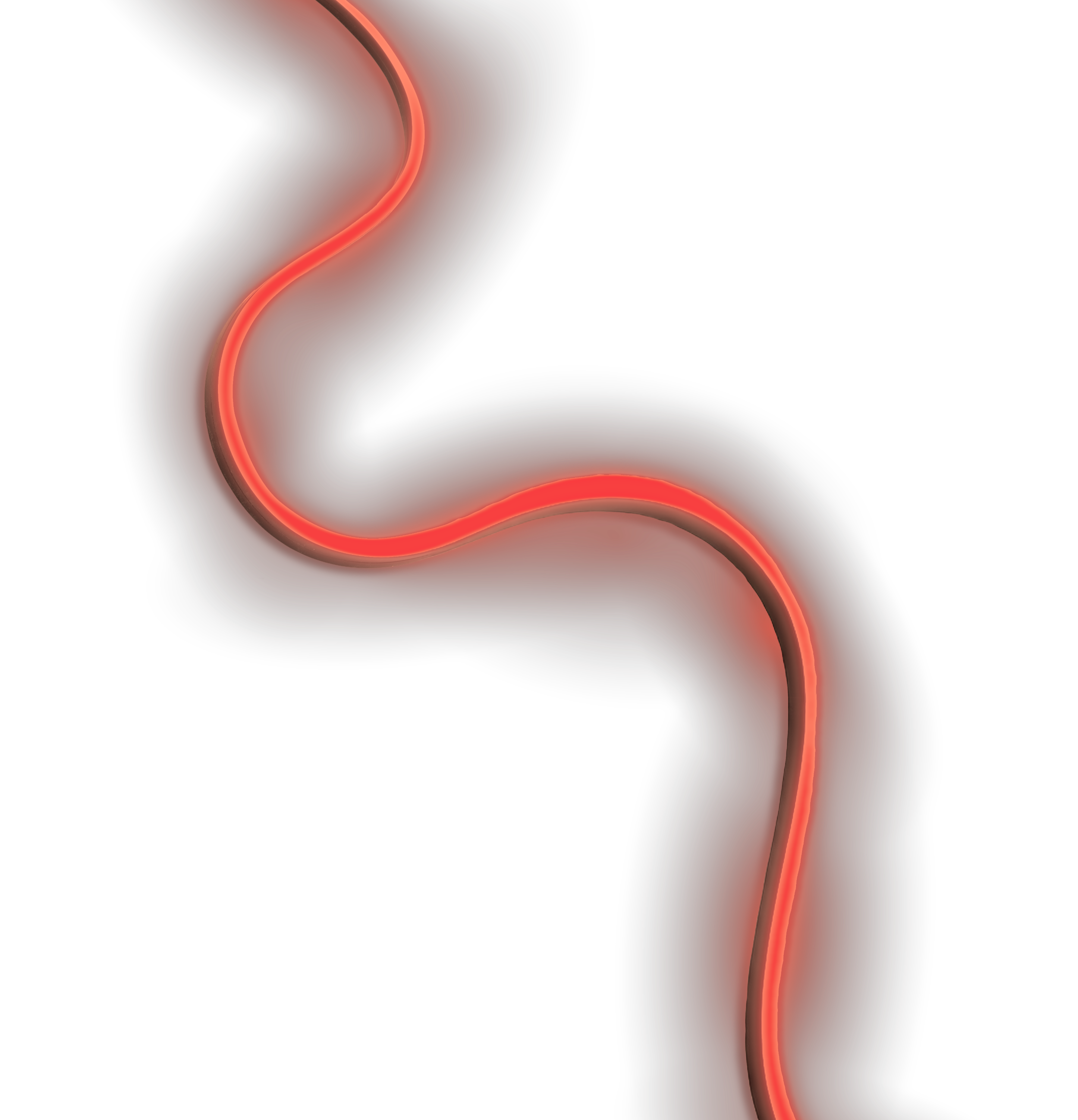 Leuchtend rote Neon-Kurve auf schwarzem Hintergrund.