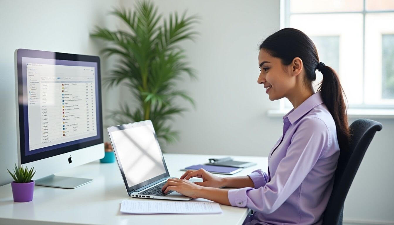 Professional writing job responsibilities in an organised workspace