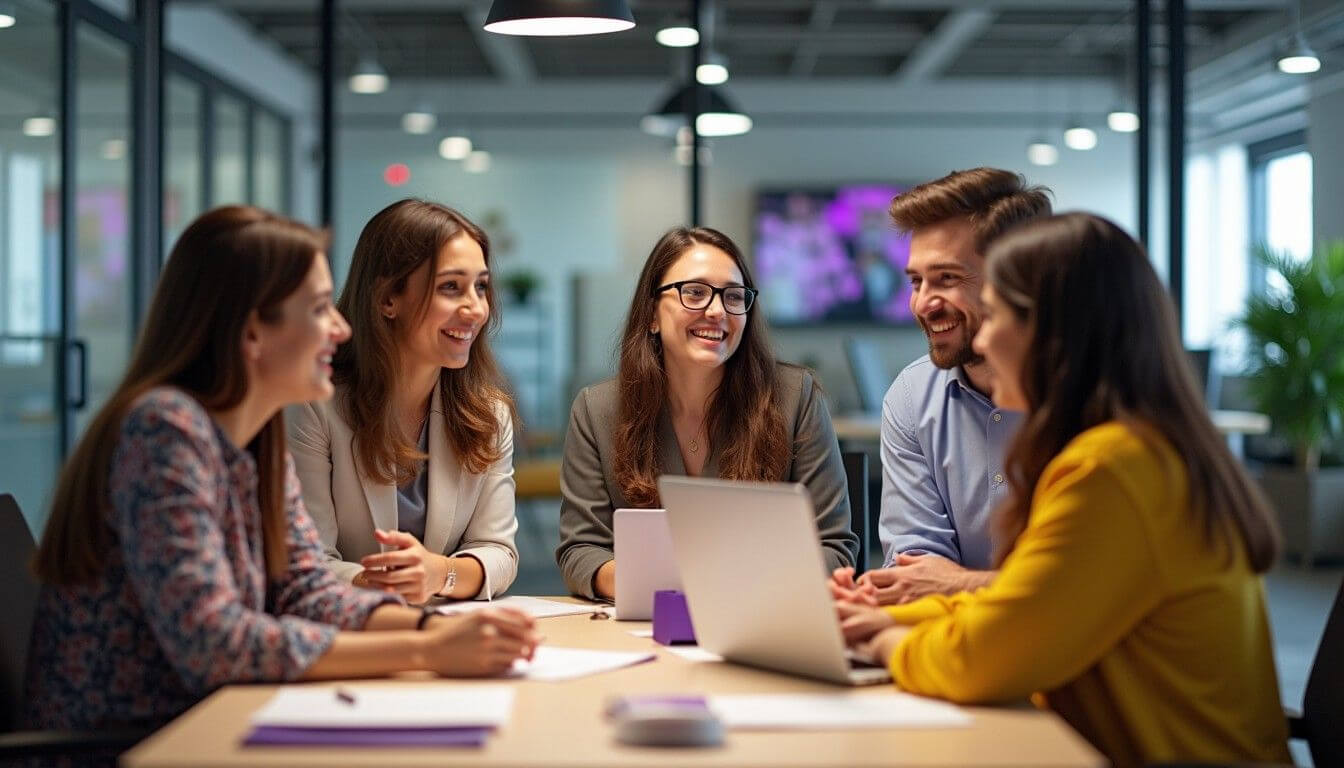 Diverse team welcoming new employee during onboarding process