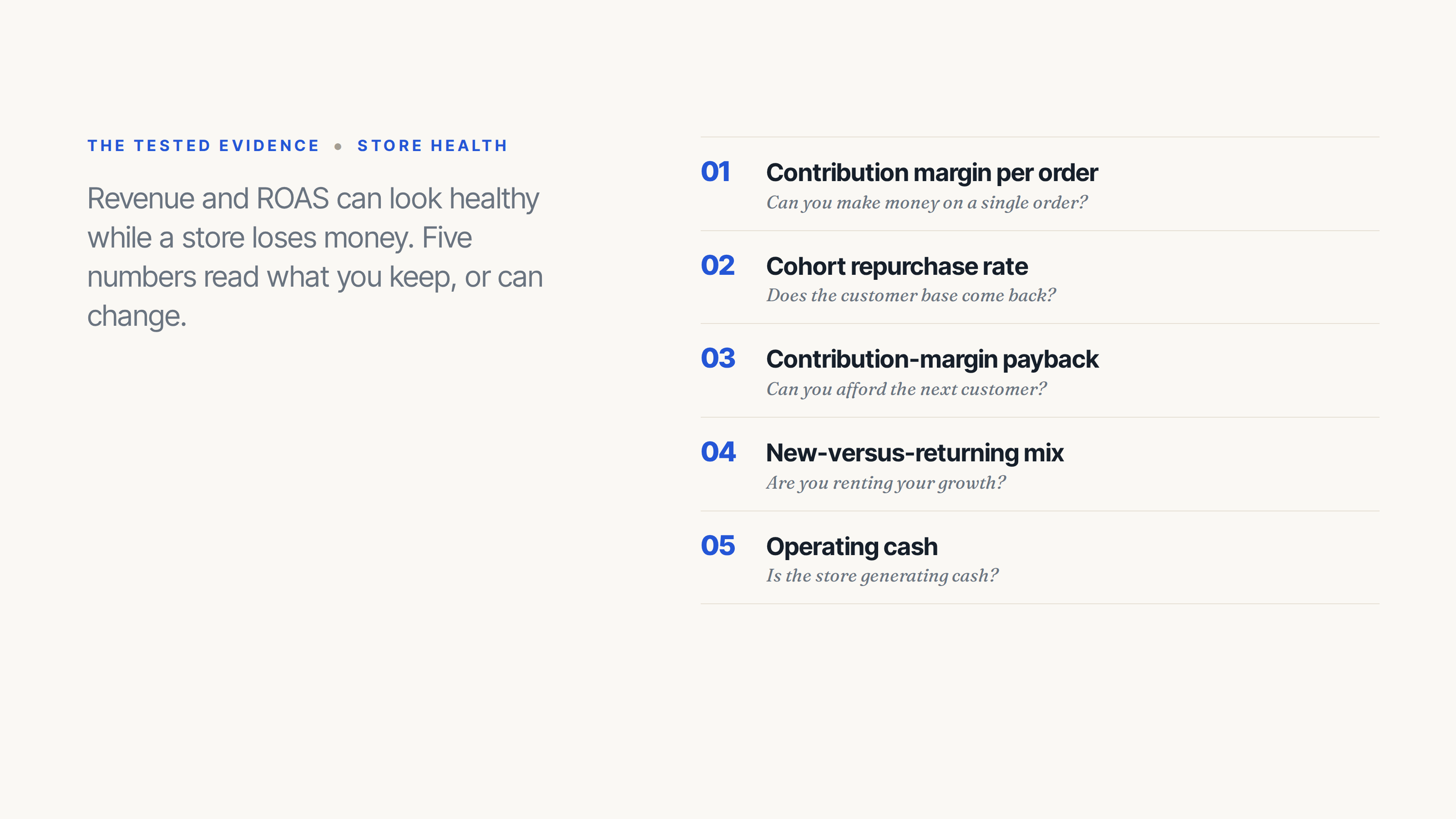 The five numbers that tell you if a Shopify store is healthy