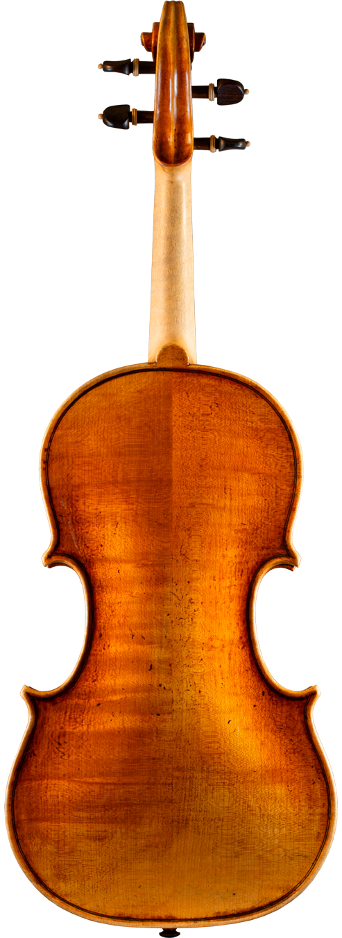 Gros plan sur le dos d'un violon Guarneri du luthier Bogidar Vermand