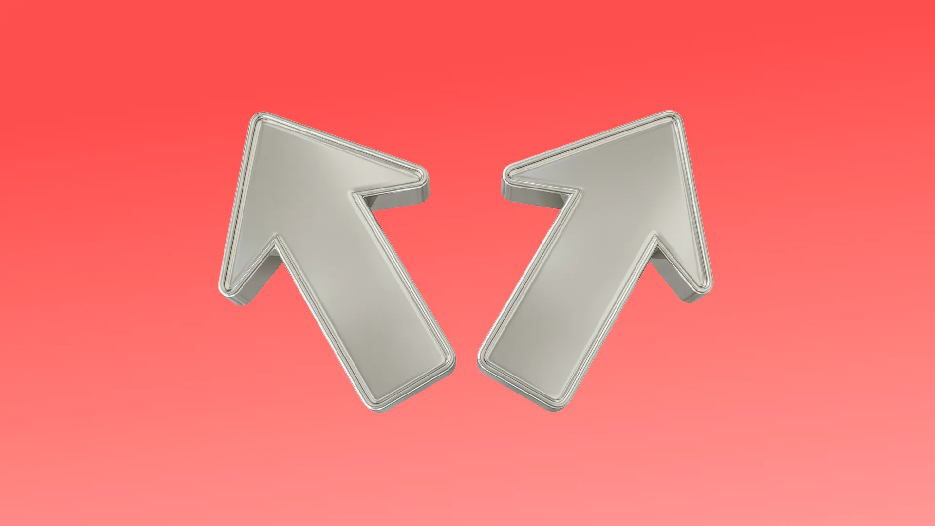 Two metallic upward arrows symbolising bullish trading signals and potential upward market movement.