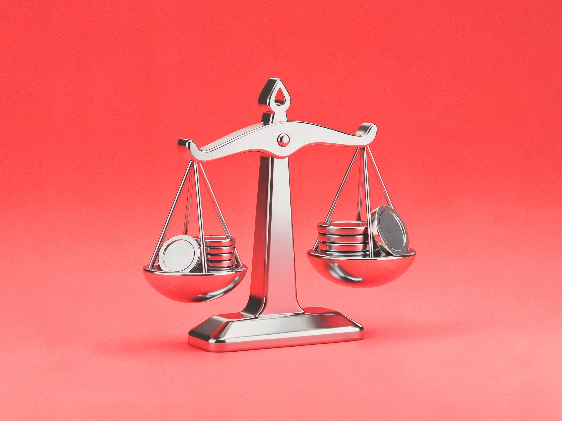 Balanced scale symbolising how position sizing helps traders manage risk and exposure effectively when trading on Deriv