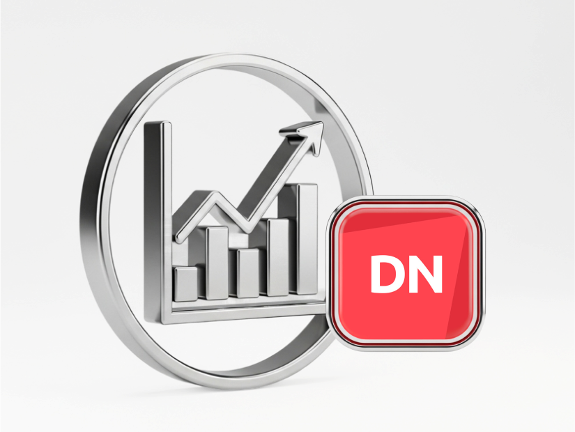 3D chart icon with upward arrow and red DN badge, representing becoming a signal provider on Deriv Nakala trading platform.