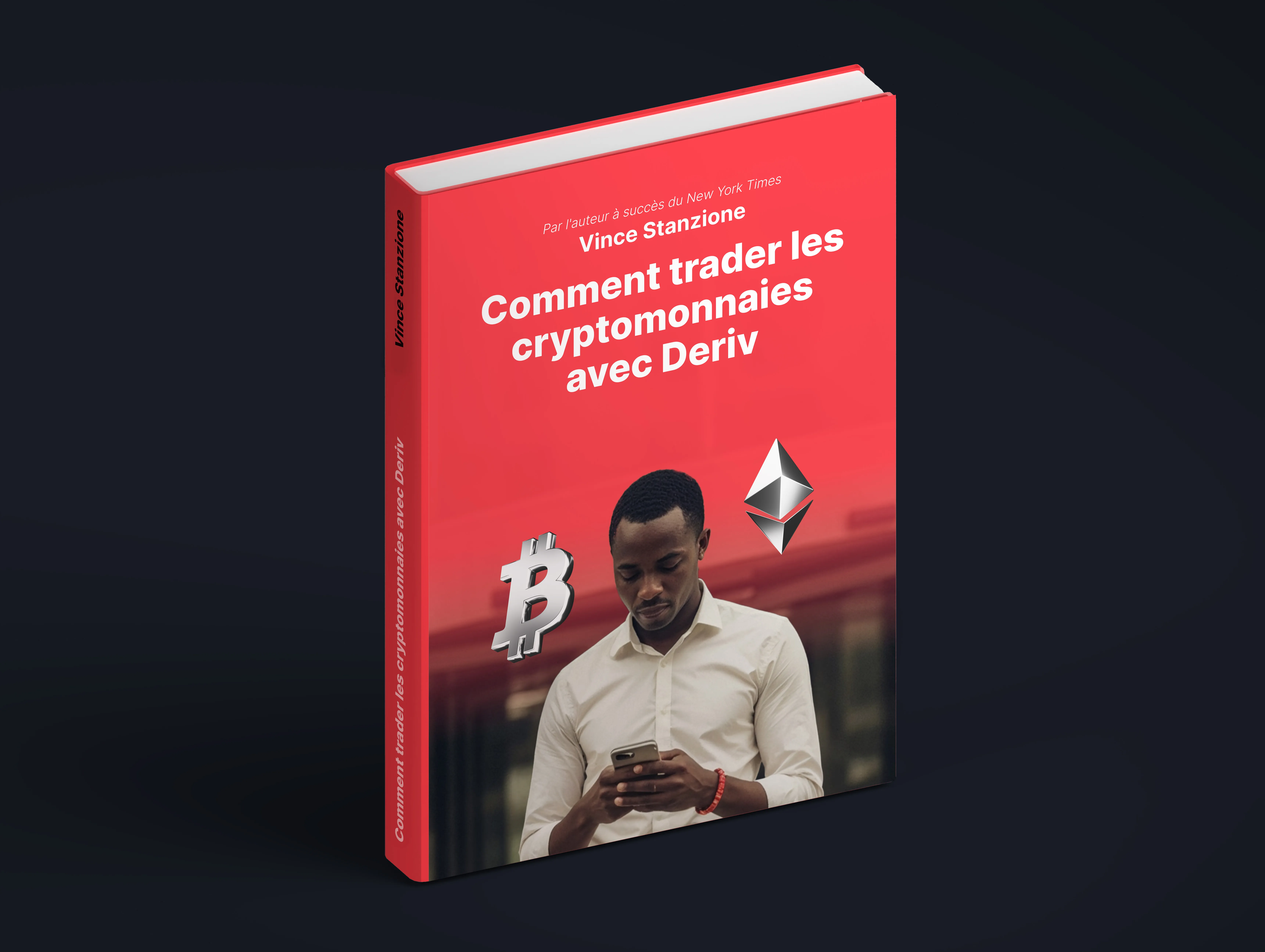 Cover of eBook "Introduction to Trading Financial Accumulator Options with Deriv" by Vince Stanzione, featuring an upward arrow.