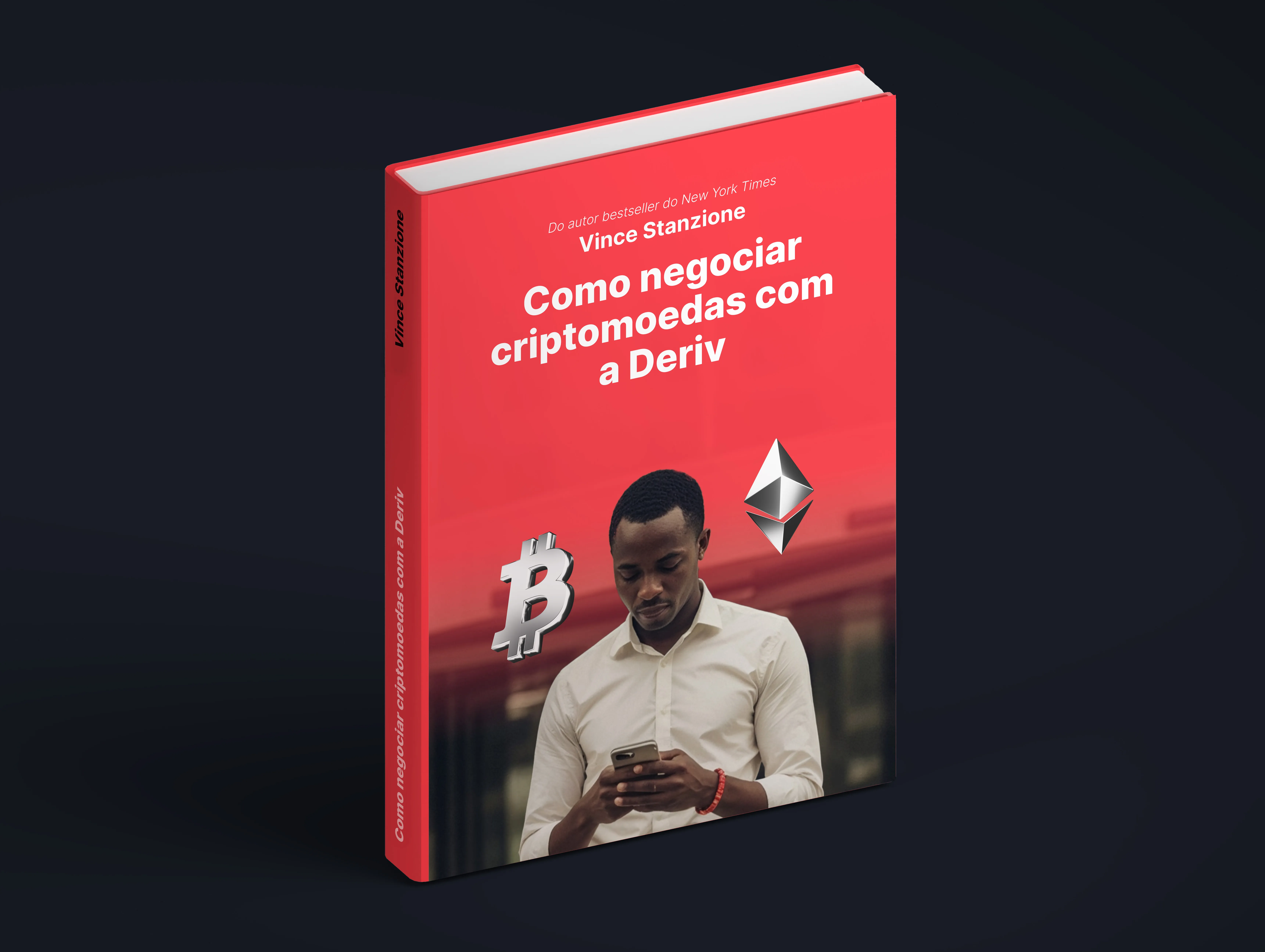 Cover of eBook "Introduction to Trading Financial Accumulator Options with Deriv" by Vince Stanzione, featuring an upward arrow.