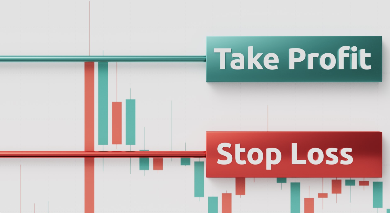 Graphique illustrant les outils de gestion des risques avec les niveaux "Take Profit" et "Stop Loss", aidant les traders à éviter le revenge trading.