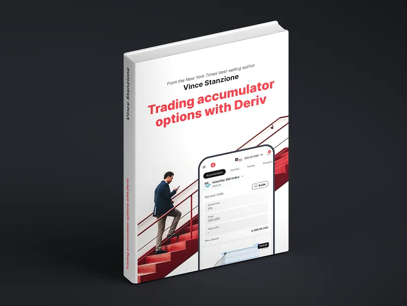 Cover image of the ebook Introduction to Trading Financial Accumulator Options with Deriv