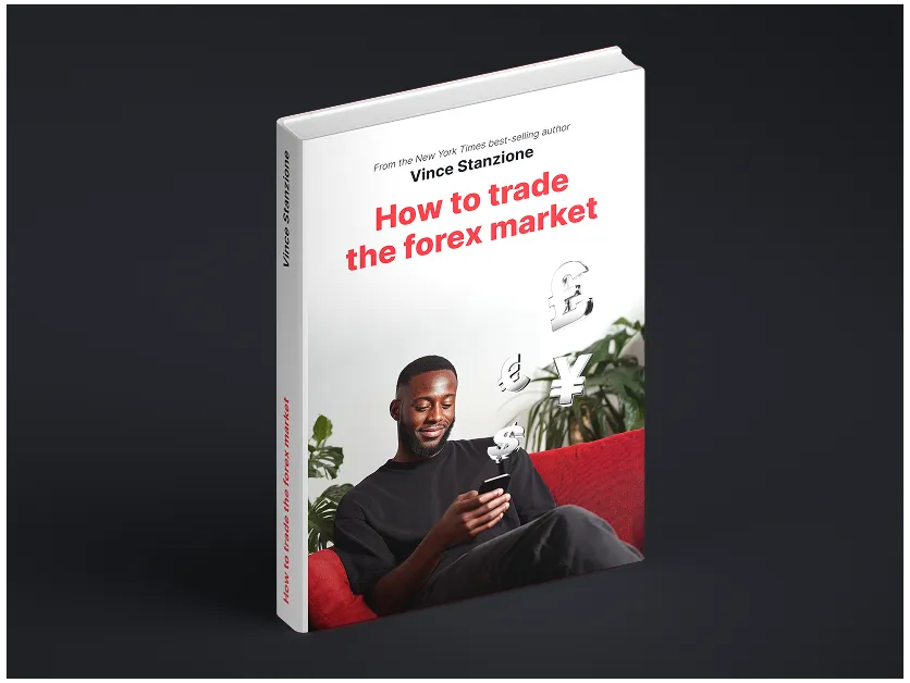 Cover of eBook "Introduction to Trading Financial Accumulator Options with Deriv" by Vince Stanzione, featuring an upward arrow.