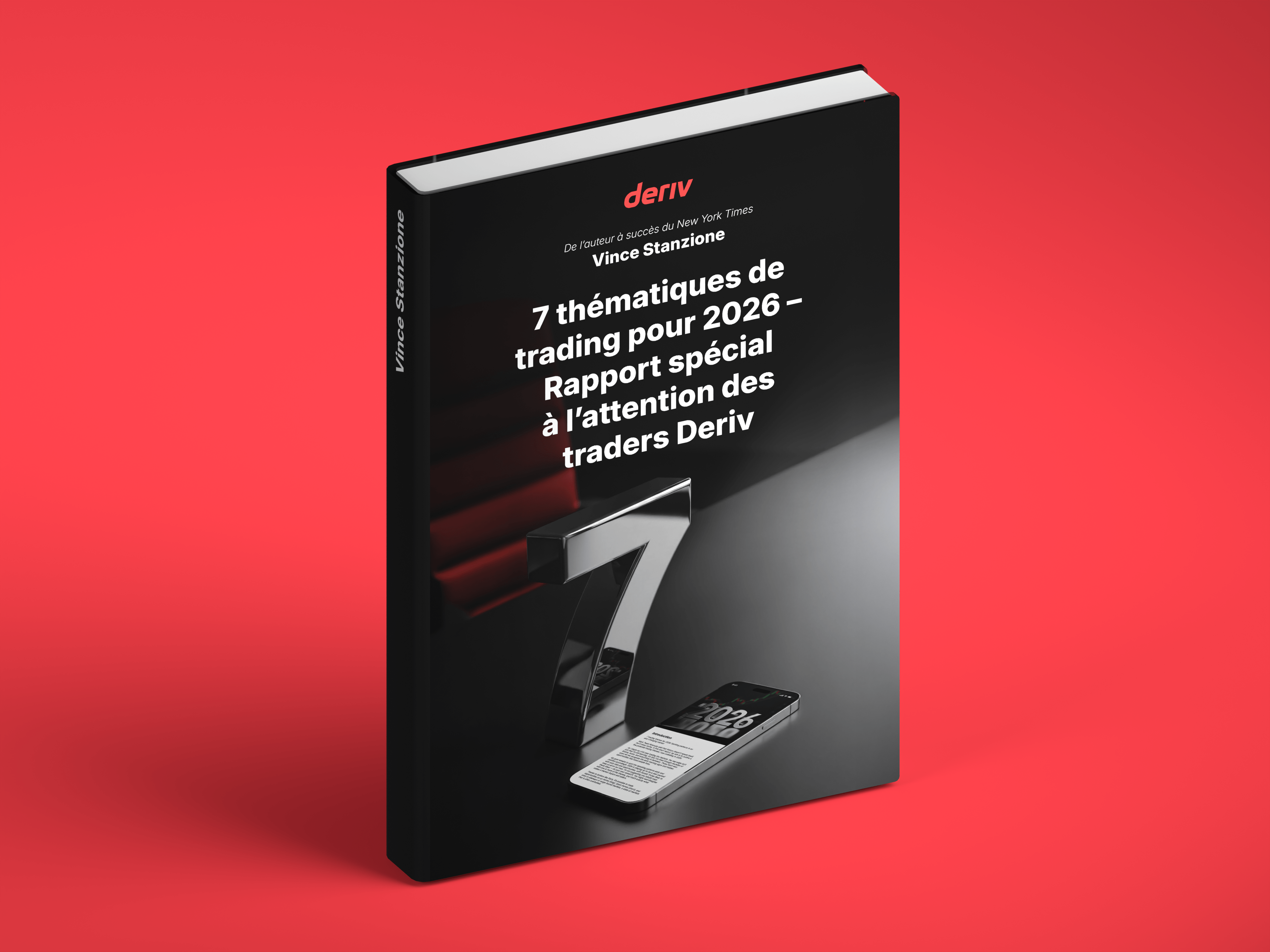 Cover of eBook "Introduction to Trading Financial Accumulator Options with Deriv" by Vince Stanzione, featuring an upward arrow.