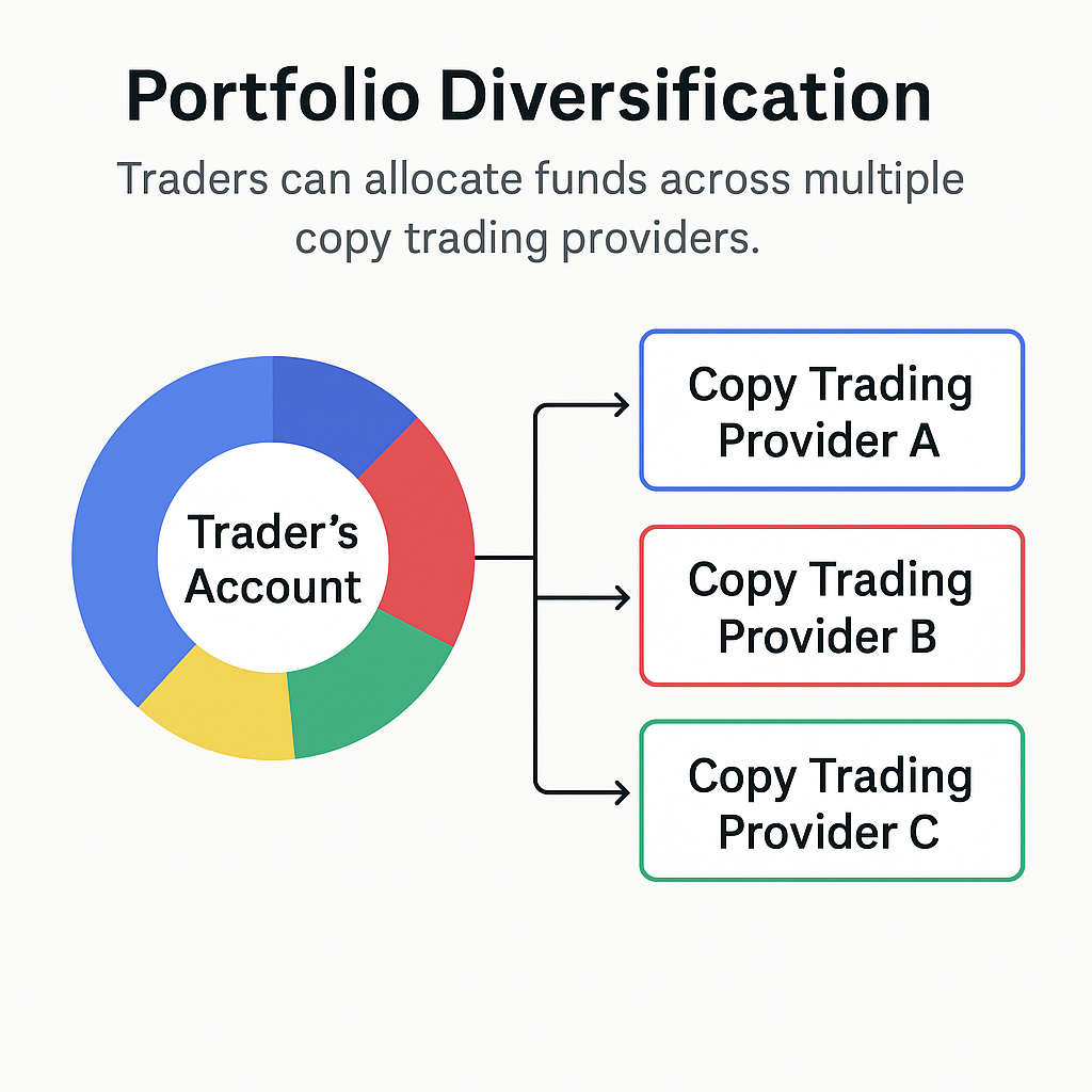 A diversification chart showing how traders can allocate funds across multiple copy trading providers