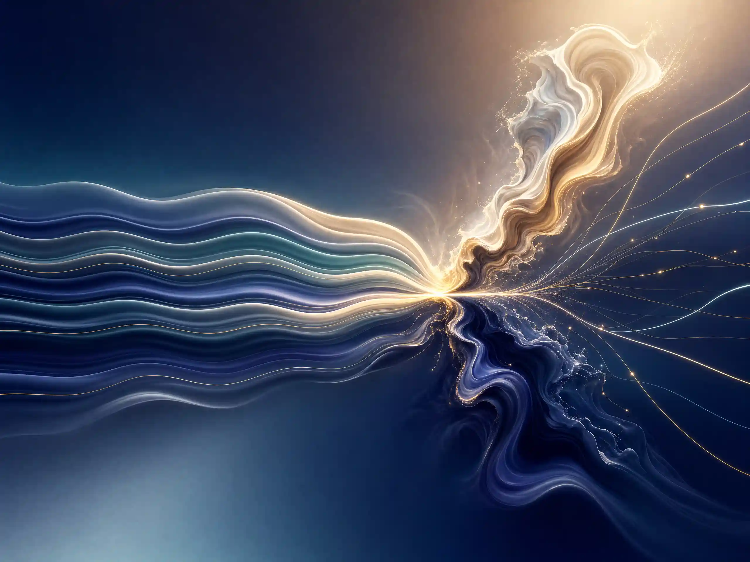 Abstract visualization of a market index transitioning between phases, showing a steady upward grind shifting to a sudden reversal, representing the fluid, unpredictable nature of a Crash Boom Flip Index.