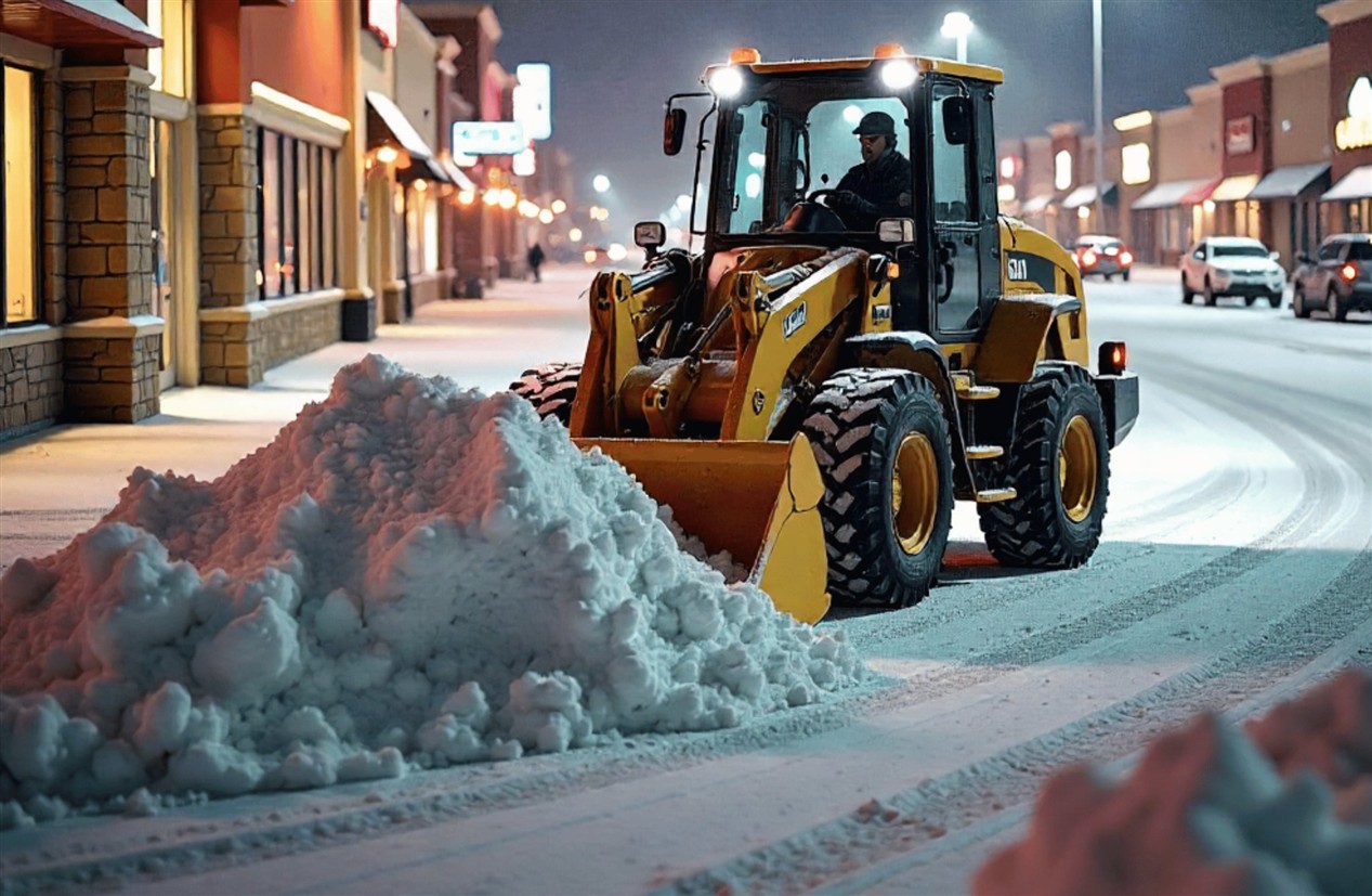 Snow removal in Bountiful Utah using heavy equipment for commercial properties by Activescapes Landscaping