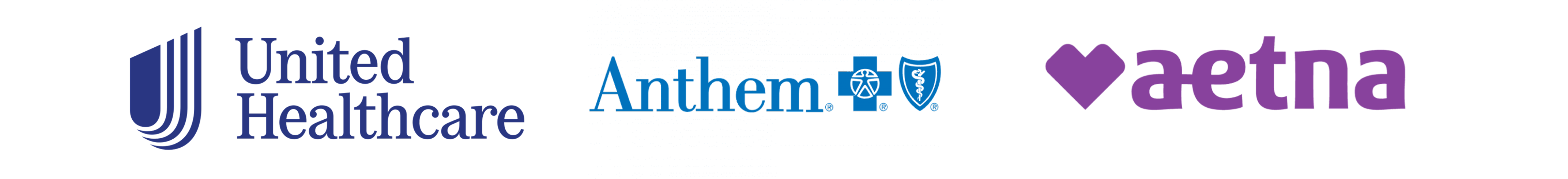 logos for united healthcare, anthem and aetna health insurance
