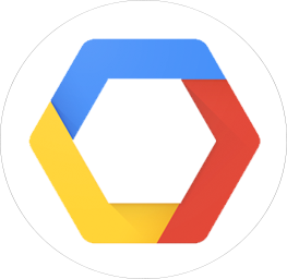 Google Cloud hexagonal logo with blue, red, and yellow segments.