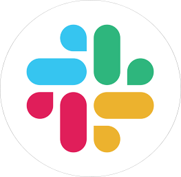 Slack multicolored hashtag logo with blue, green, yellow, and red segments. 