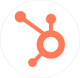 HubSpot logo consisting of an orange circle connected to three smaller circles by lines