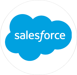 Salesforce company logo in white text on a blue cloud shape.
