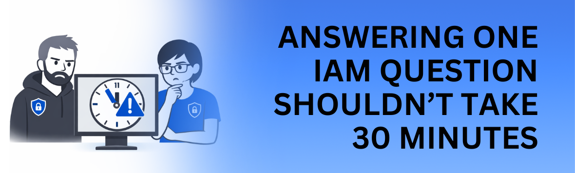 Two security engineers contemplating a computer screen and AI-powered security.